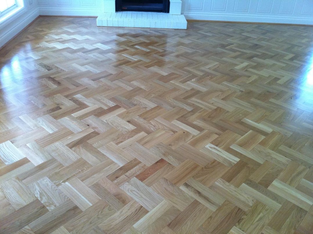 Finished herringbone parquetry flooring in a Brisbane home