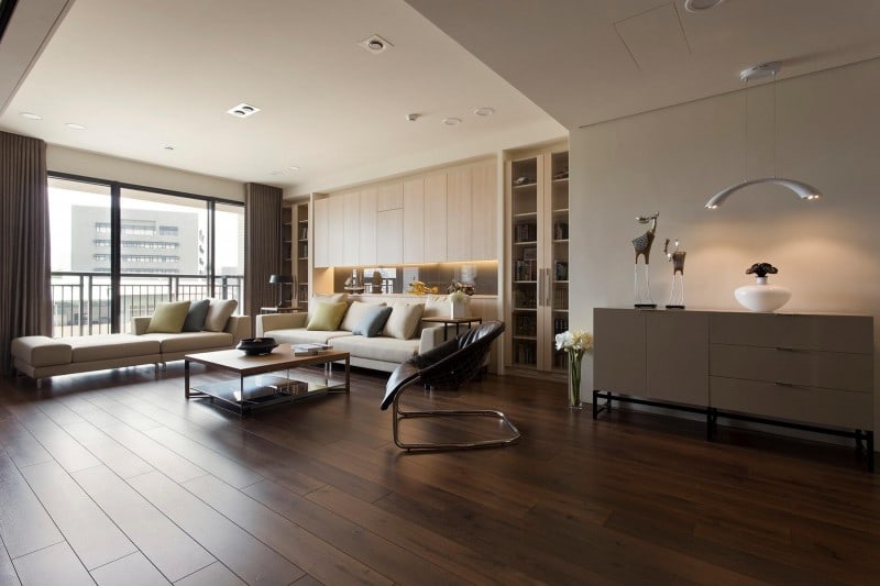 Engineered timber flooring in a modern living room