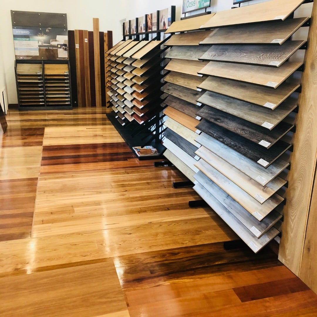Master Timber Floors showroom floor samples in Woolloongabba