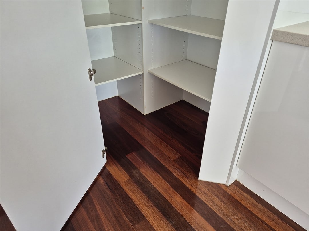 Jarrah floor inside the walk-in pantry, Brisbane