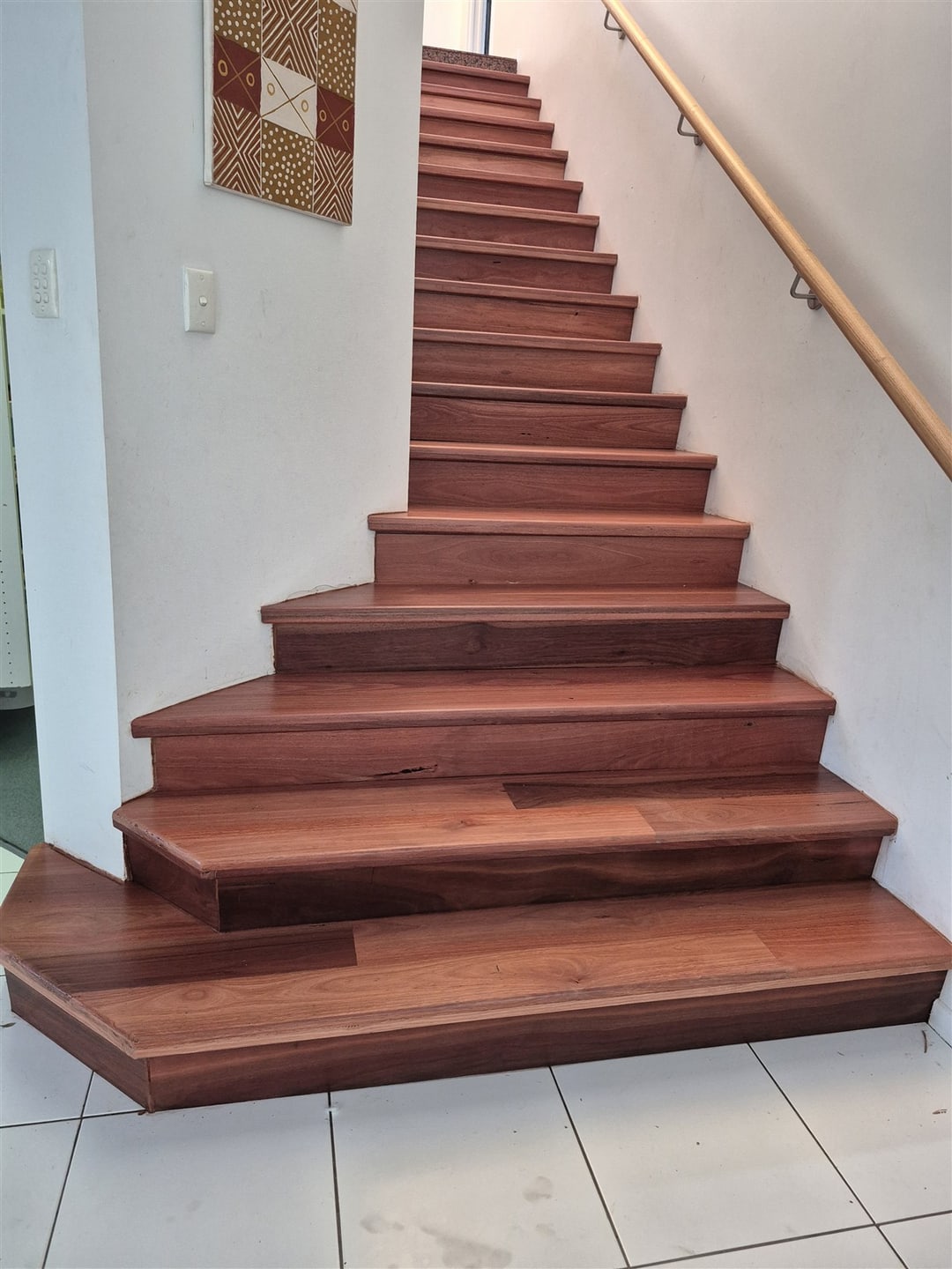 Looking up the full jarrah stair flight, Brisbane