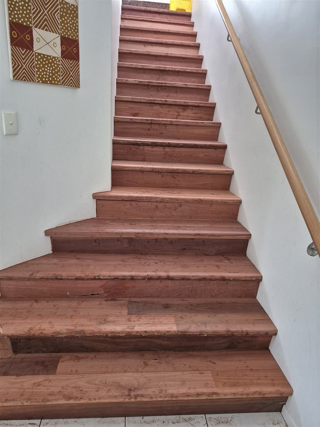 Full flight of jarrah stairs and handrail, Brisbane
