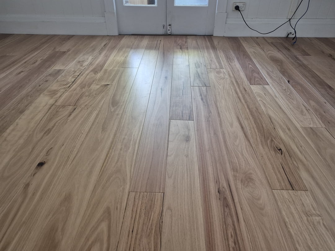 Natural light across the solid blackbutt boards, Sandgate, Brisbane